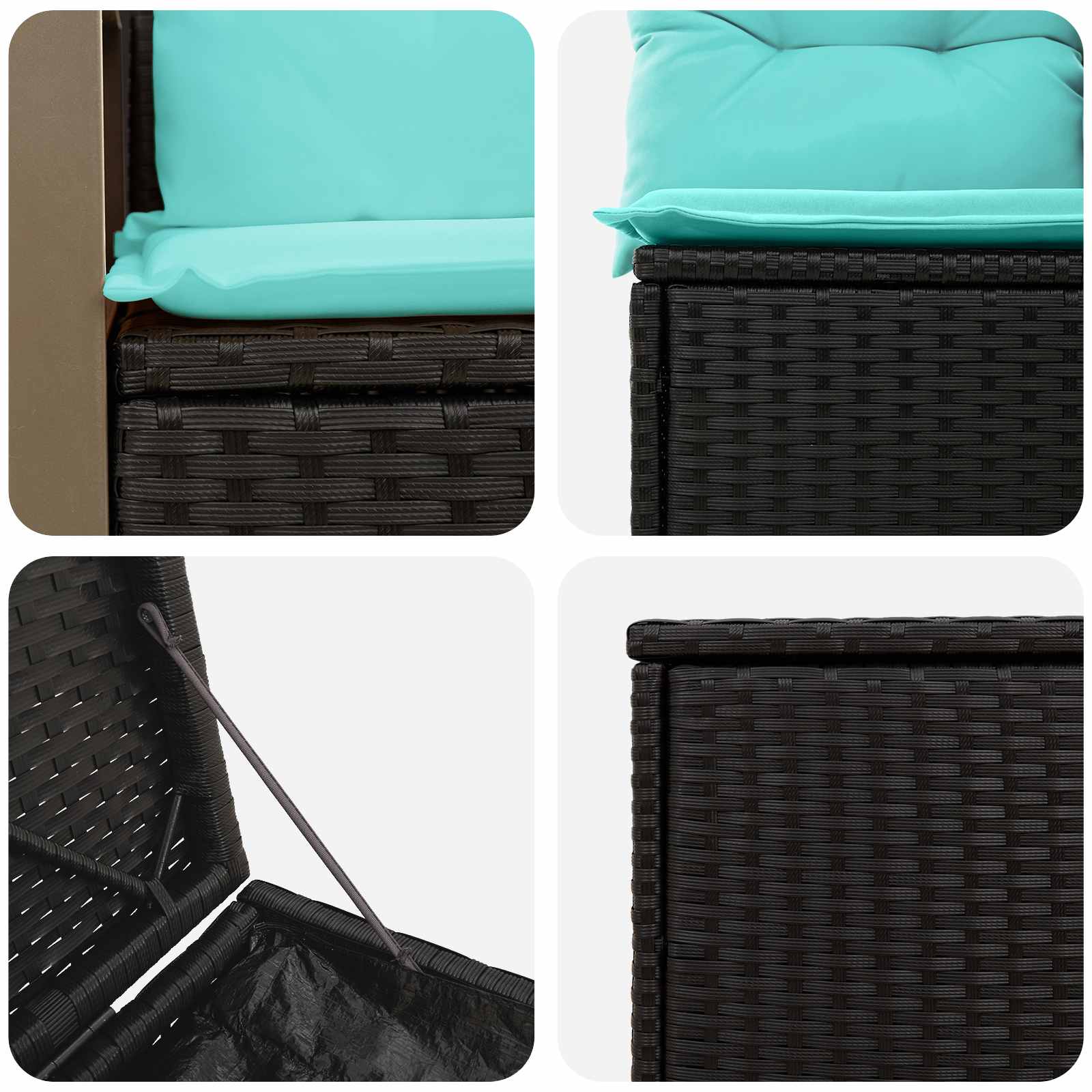 Set di divani 5 pz Nero e Blu Rattan sintetico e Acciaio | homemem39
