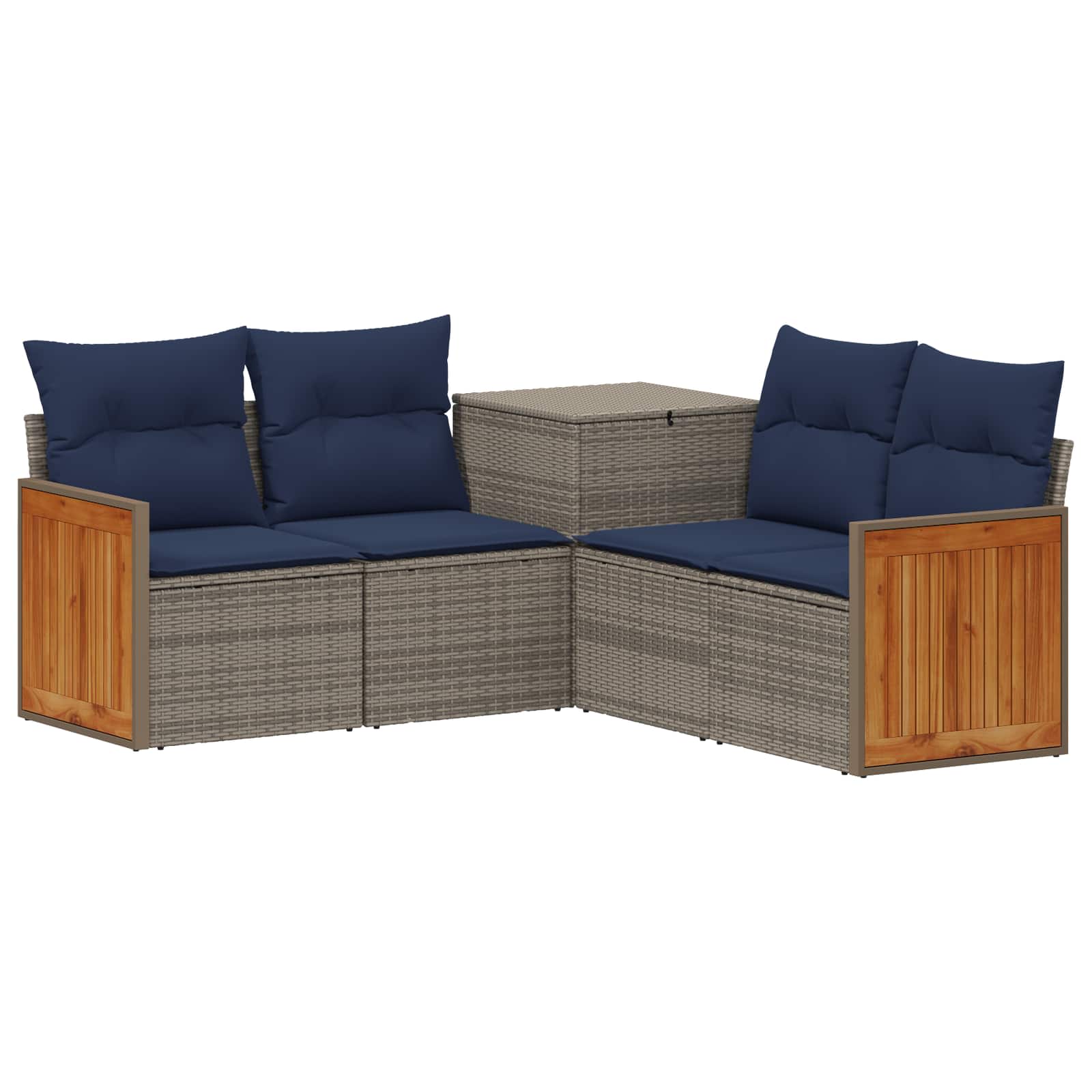 Set di divani 5 pz Grigio e Blu Navy Rattan sintetico e Acciaio | homemem39