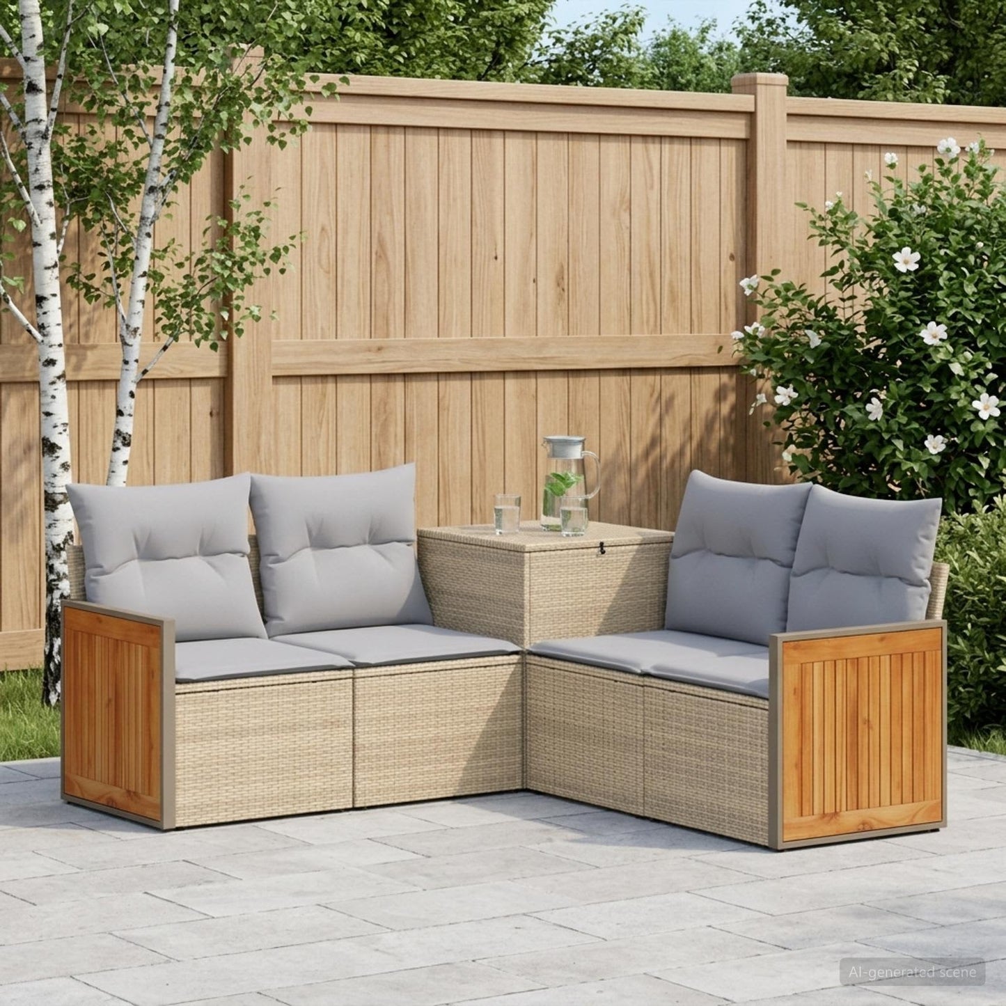 Set di divani 5 pz Beige e Grigio Chiaro | homemem39