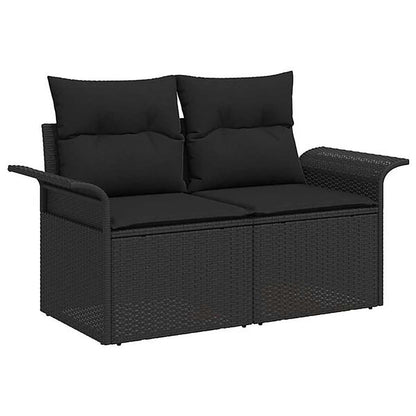 Set di divani 8 pz Nero Rattan sintetico e Acciaio | homemem39