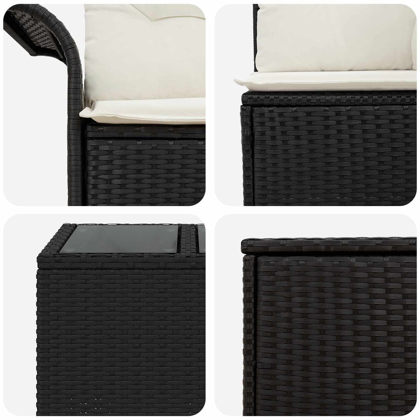 Set di divani 8 pz Nero e Bianco Crema | homemem39