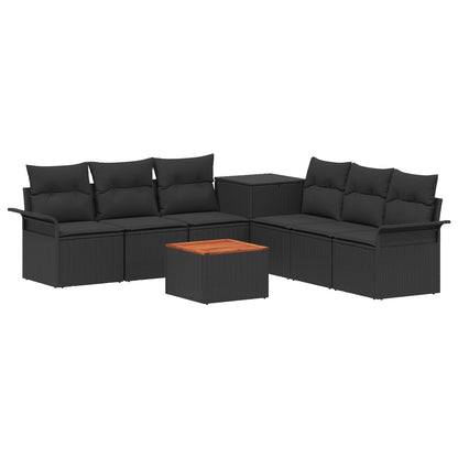 Set di divani 8 pz Nero Rattan sintetico e Acciaio | homemem39