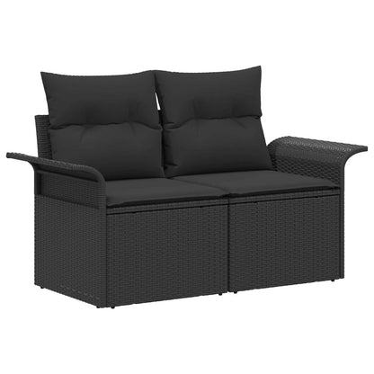 Set di divani 8 pz Nero Rattan sintetico e Acciaio | homemem39