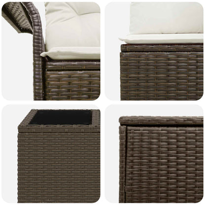 Set di divani 8 pz Marrone e Bianco Crema | homemem39