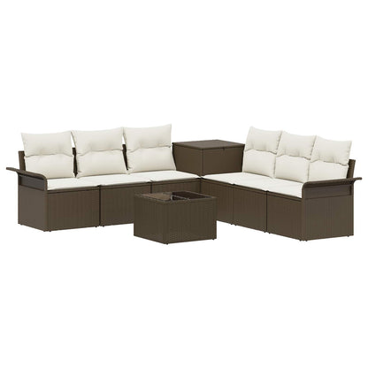 Set di divani 8 pz Marrone e Bianco Crema | homemem39