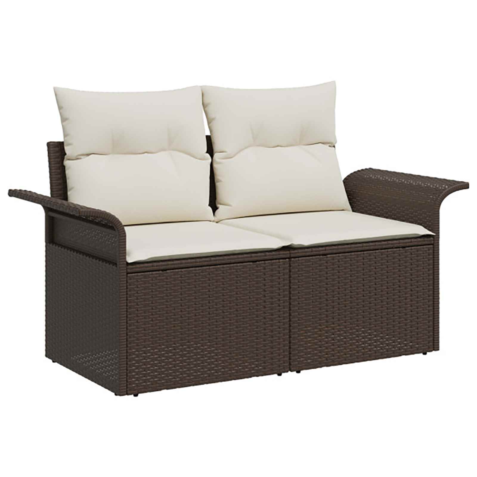 Set di divani 8 pz Marrone e Bianco Crema | homemem39