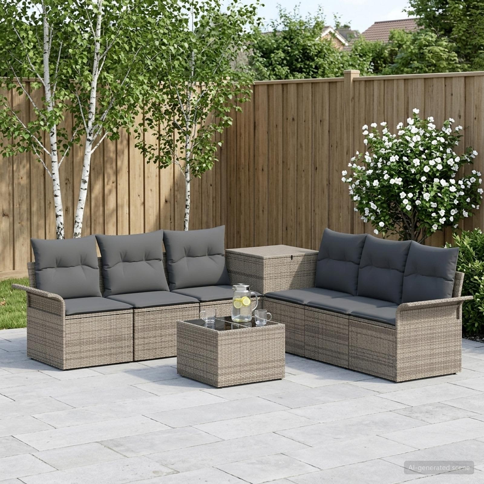Set di divani 8 pz Grigio e Grigio Scuro | homemem39