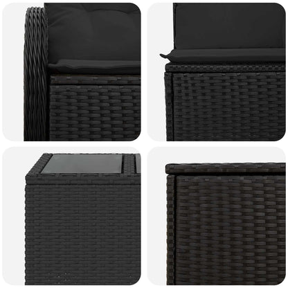 Set di divani 8 pz Nero Rattan sintetico e Acciaio | homemem39