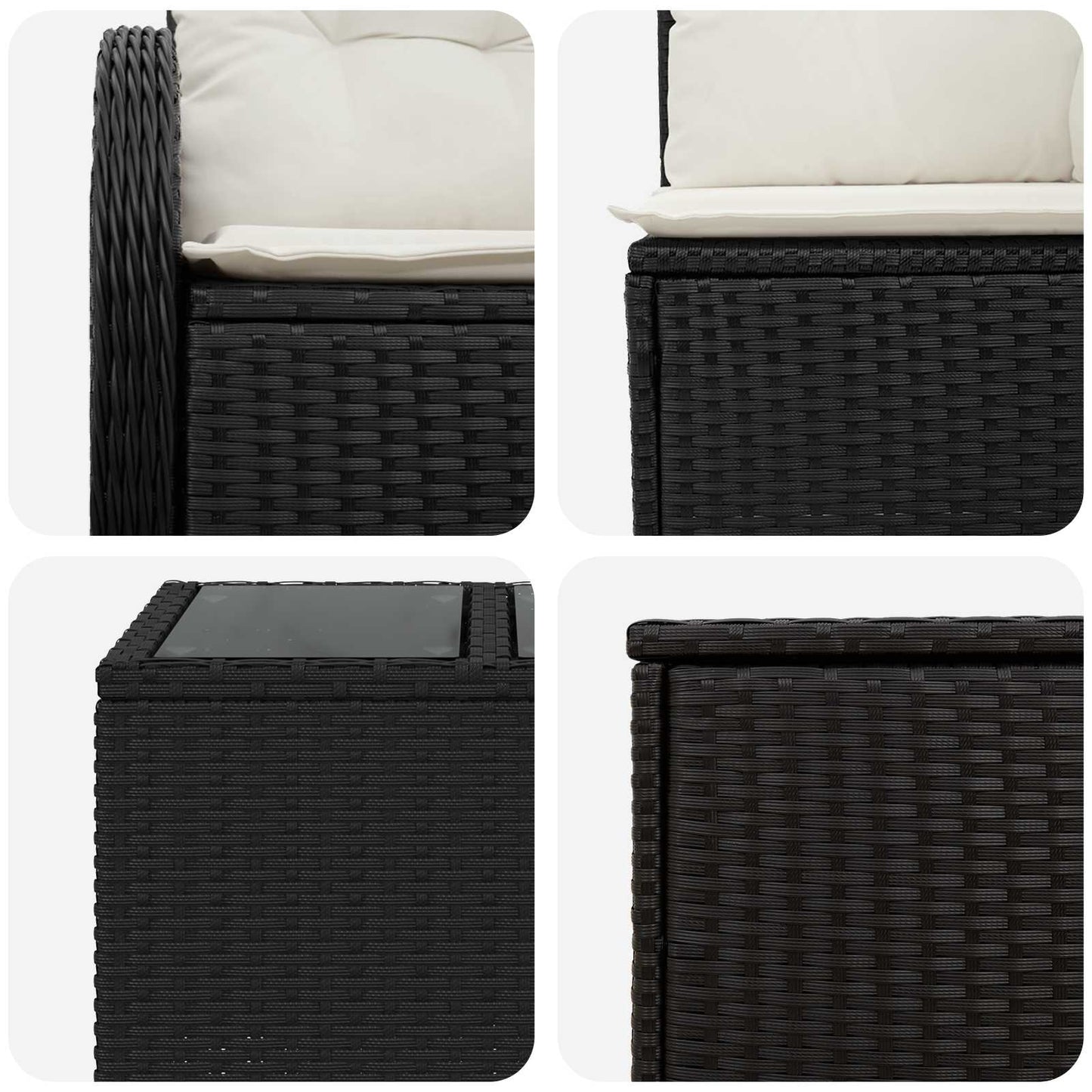 Set di divani 8 pz Nero e Bianco Crema | homemem39