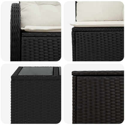 Set di divani 8 pz Nero e Bianco Crema | homemem39