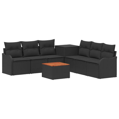 Set di divani 8 pz Nero Rattan sintetico e Acciaio