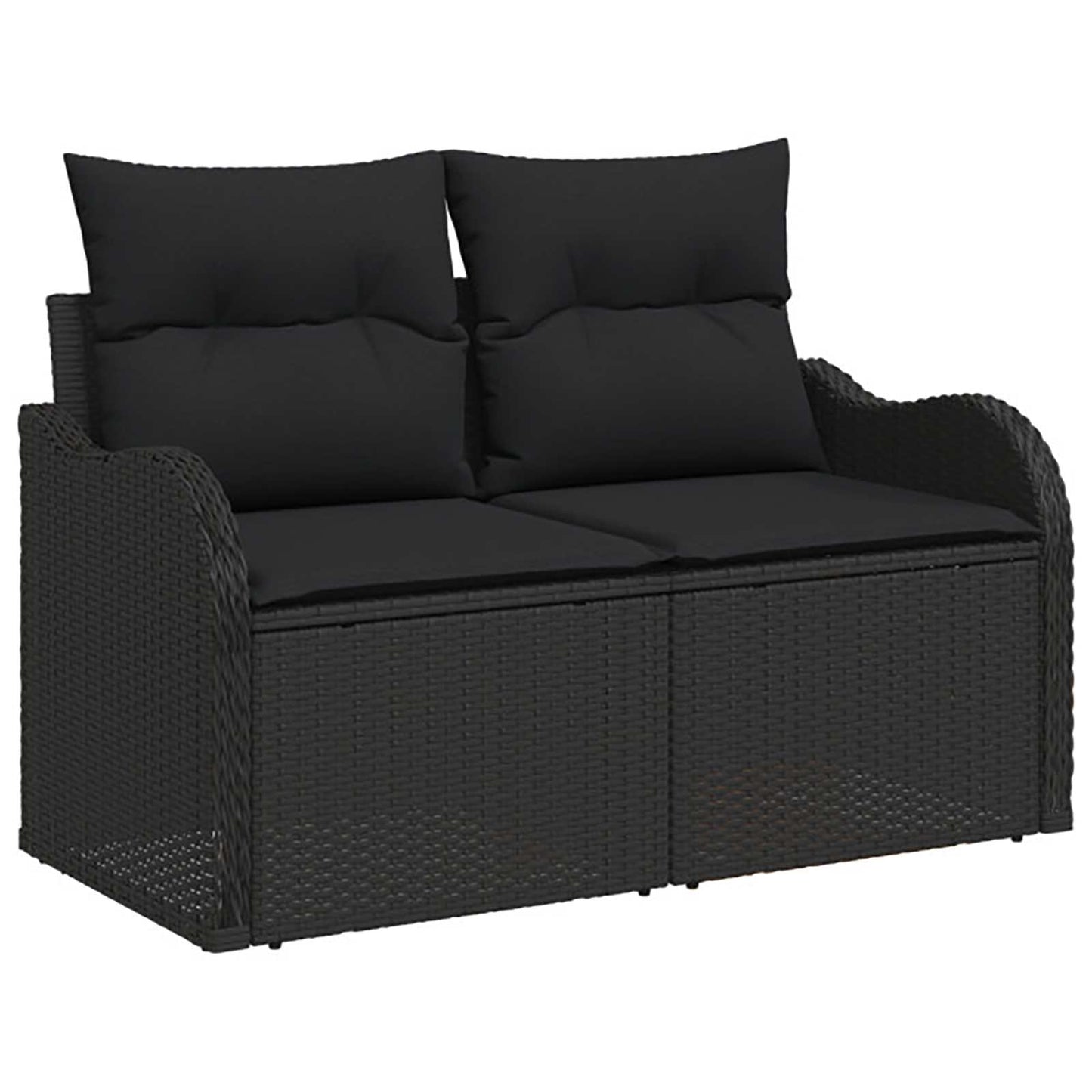 Set di divani 8 pz Nero Rattan sintetico e Acciaio