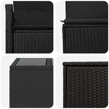 Set di divani 8 pz Nero Rattan sintetico e Acciaio | homemem39