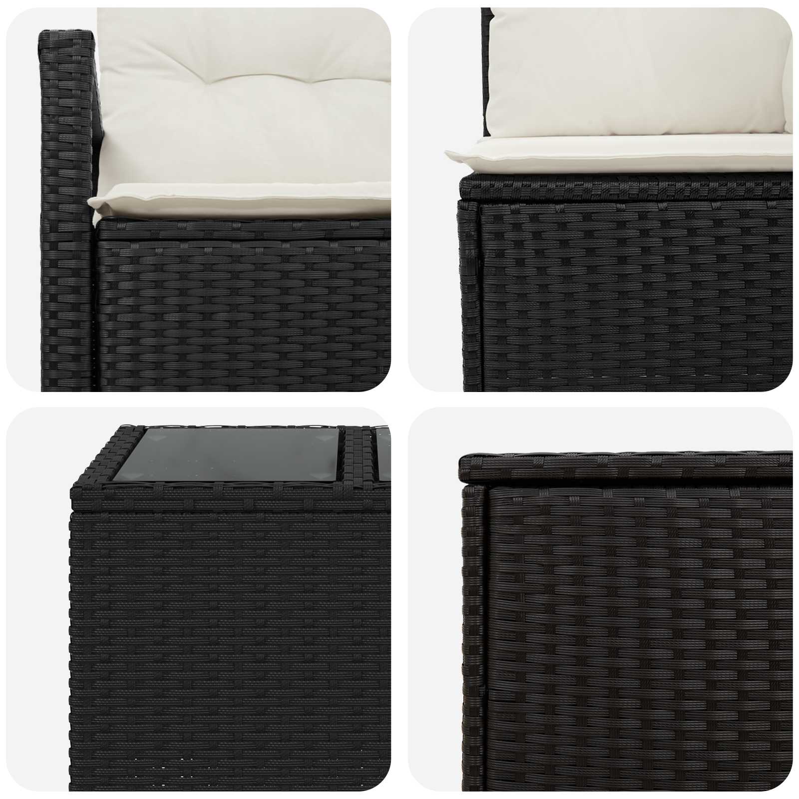 Set di divani 8 pz Nero e Bianco Crema | homemem39
