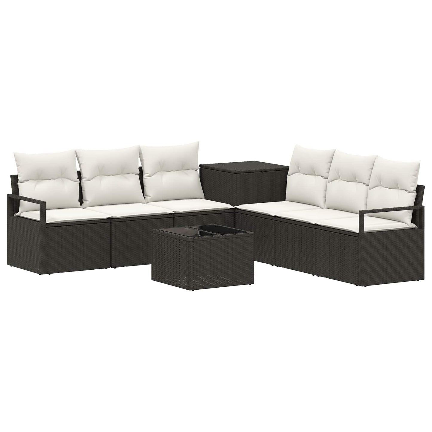 Set di divani 8 pz Nero e Bianco Crema | homemem39