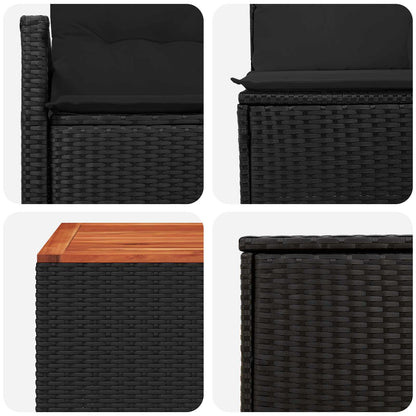 Set di divani 8 pz Nero Rattan sintetico e Acciaio | homemem39