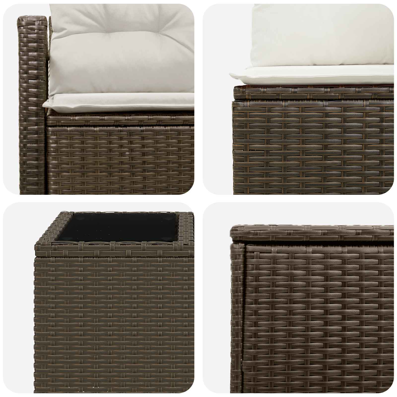 Set di divani 8 pz Marrone e Bianco Crema | homemem39