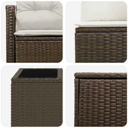 Set di divani 8 pz Marrone e Bianco Crema | homemem39