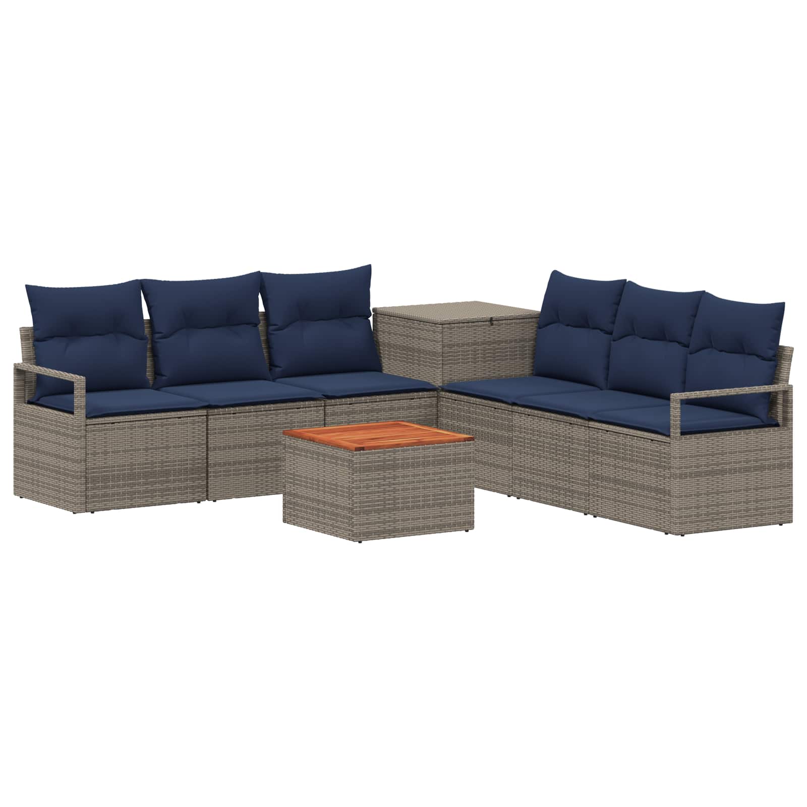 Set di divani 8 pz Grigio e Blu Navy Rattan sintetico e Acciaio | homemem39
