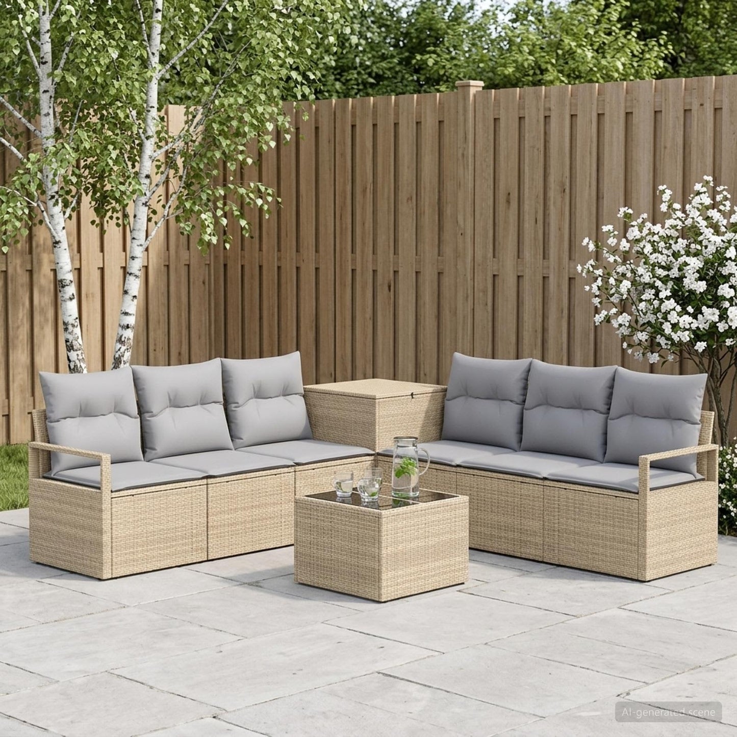 Set di divani 8 pz Beige e Grigio Chiaro | homemem39