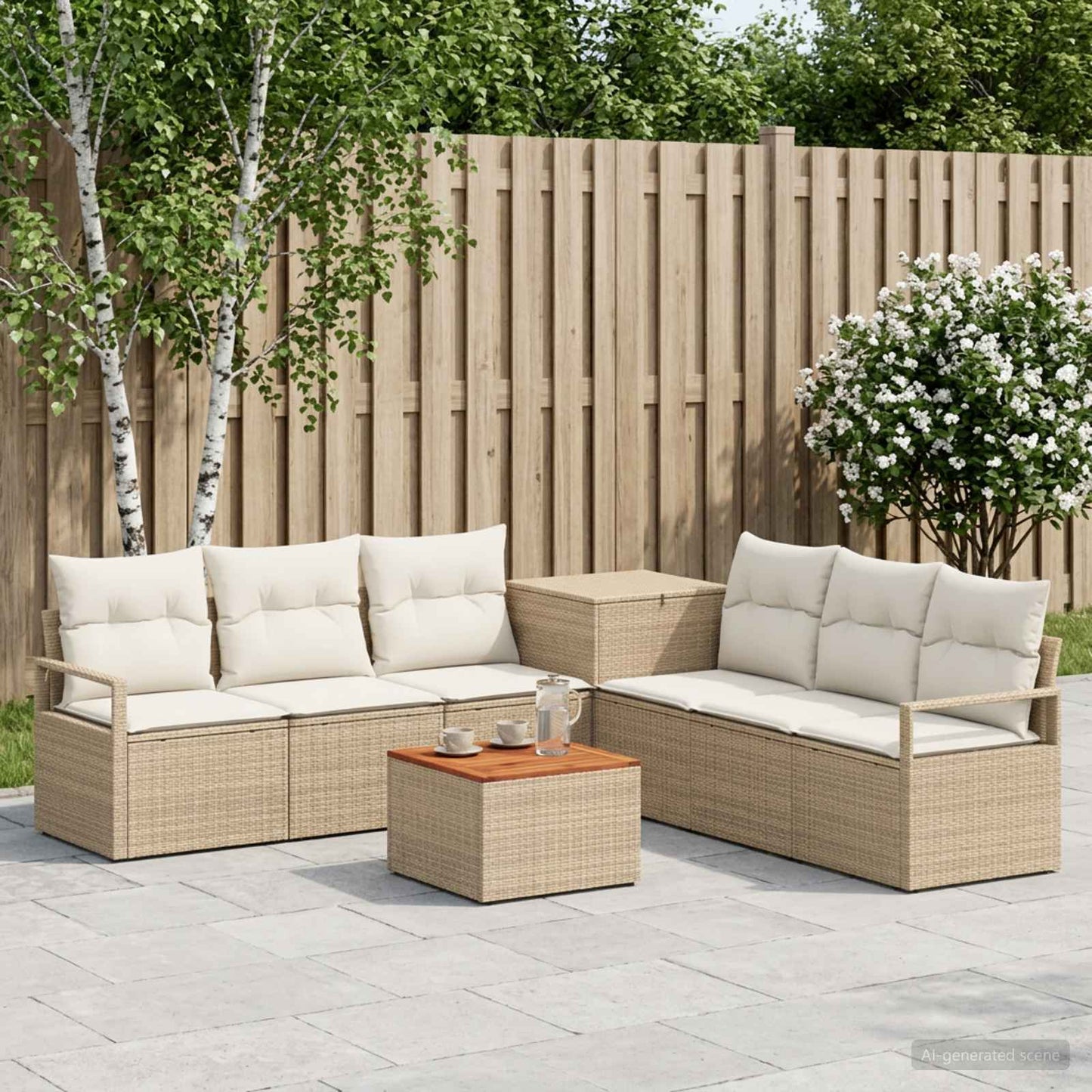 Set di divani 8 pz Beige e Bianco Crema | homemem39