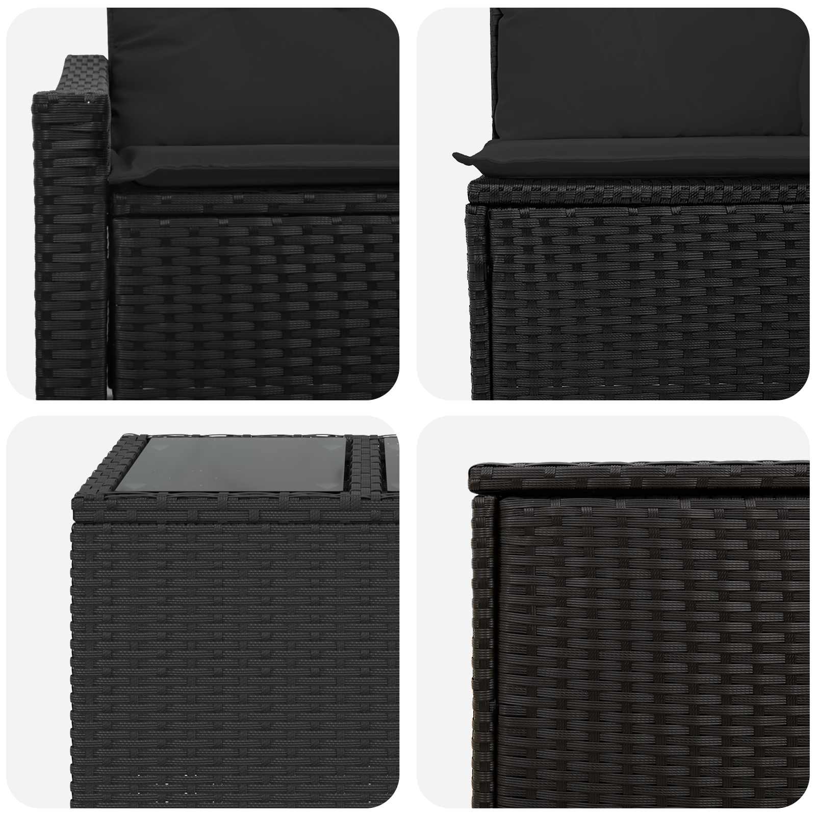 Set di divani 8 pz Nero Rattan sintetico e Acciaio | homemem39