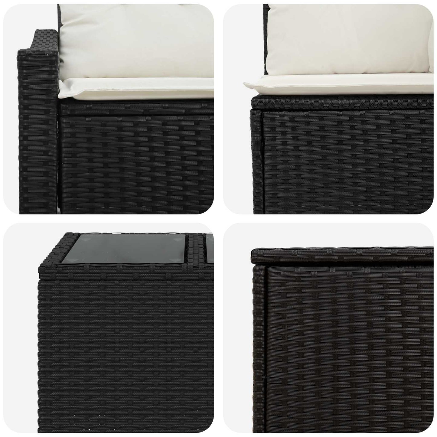 Set di divani 8 pz Nero e Bianco Crema | homemem39
