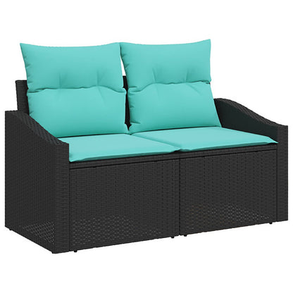 Set di divani 8 pz Nero e Blu Rattan sintetico e Acciaio | homemem39