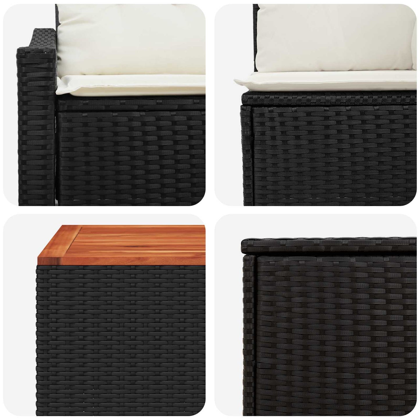 Set di divani 8 pz Nero e Bianco Crema