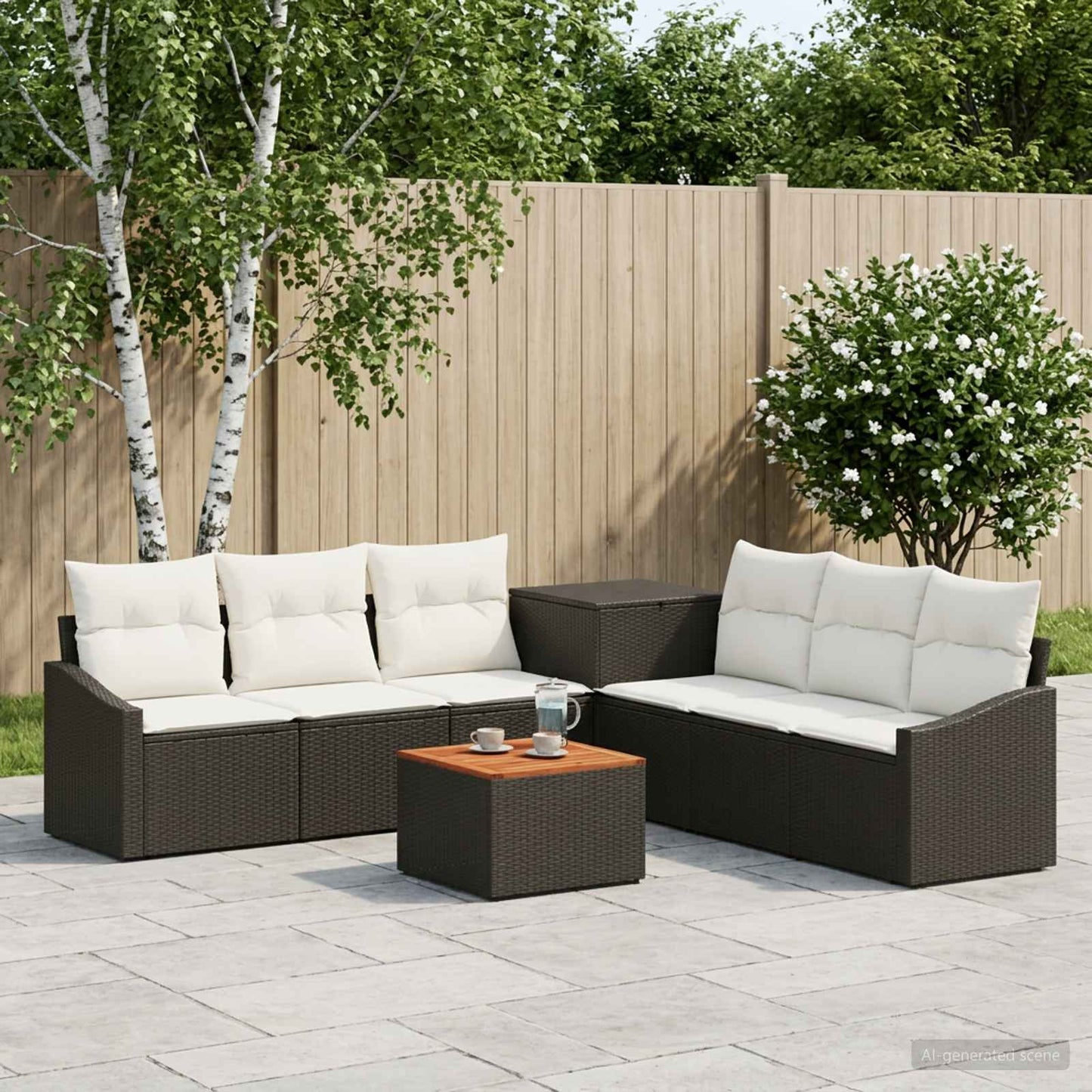 Set di divani 8 pz Nero e Bianco Crema