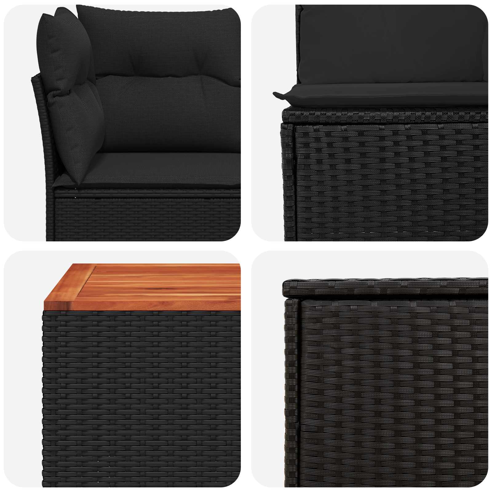 Set di divani 8 pz Nero Rattan sintetico e Acciaio | homemem39