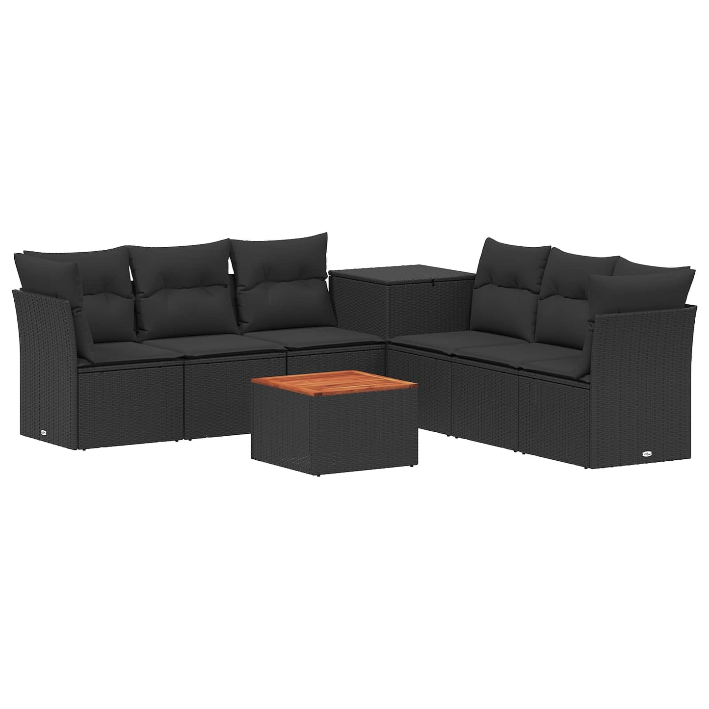Set di divani 8 pz Nero Rattan sintetico e Acciaio | homemem39