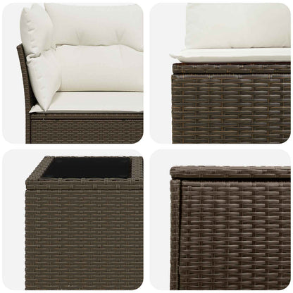 Set di divani 8 pz Marrone e Bianco Crema | homemem39