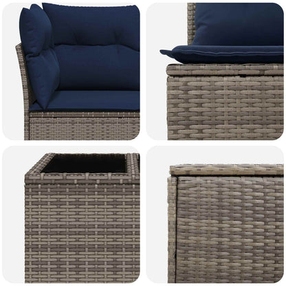 Set di divani 8 pz Grigio e Blu Navy Rattan sintetico e Acciaio | homemem39