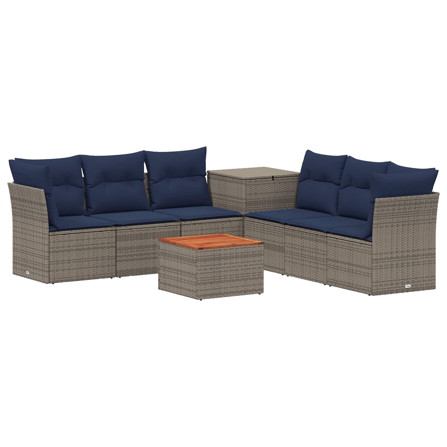 Set di divani 8 pz Grigio e Blu Navy Rattan sintetico e Acciaio | homemem39