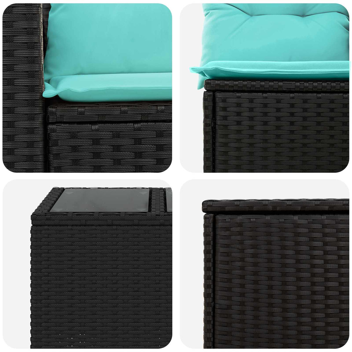 Set di divani 8 pz Nero e Blu 55 x 55 x 37 cm