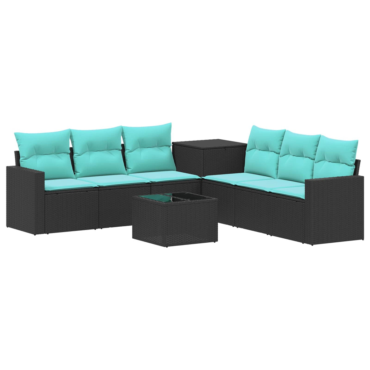 Set di divani 8 pz Nero e Blu 55 x 55 x 37 cm
