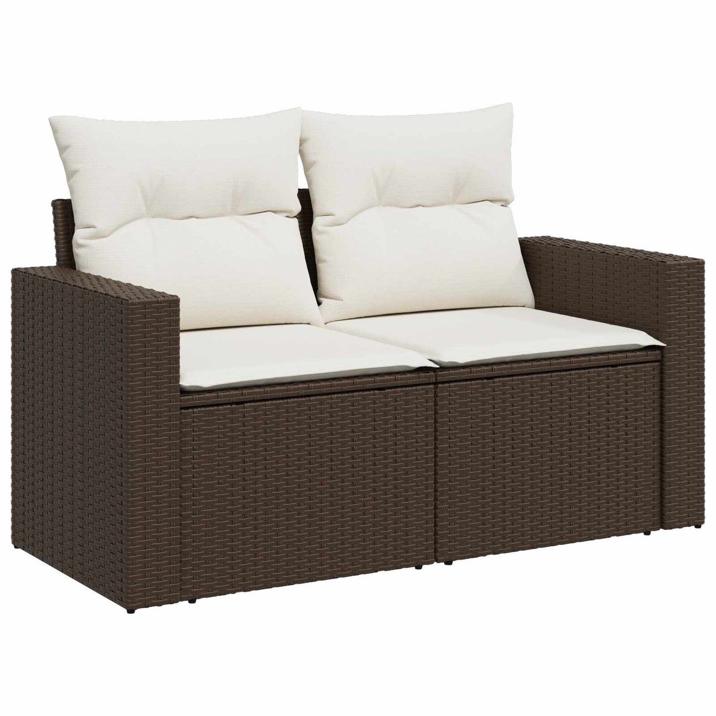 Set di divani 8 pz Marrone e Bianco Crema | homemem39