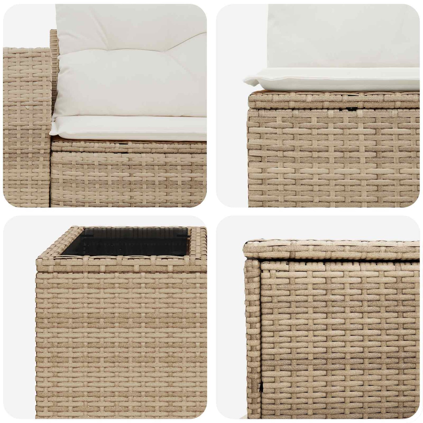 Set di divani 8 pz Beige e Bianco Crema | homemem39