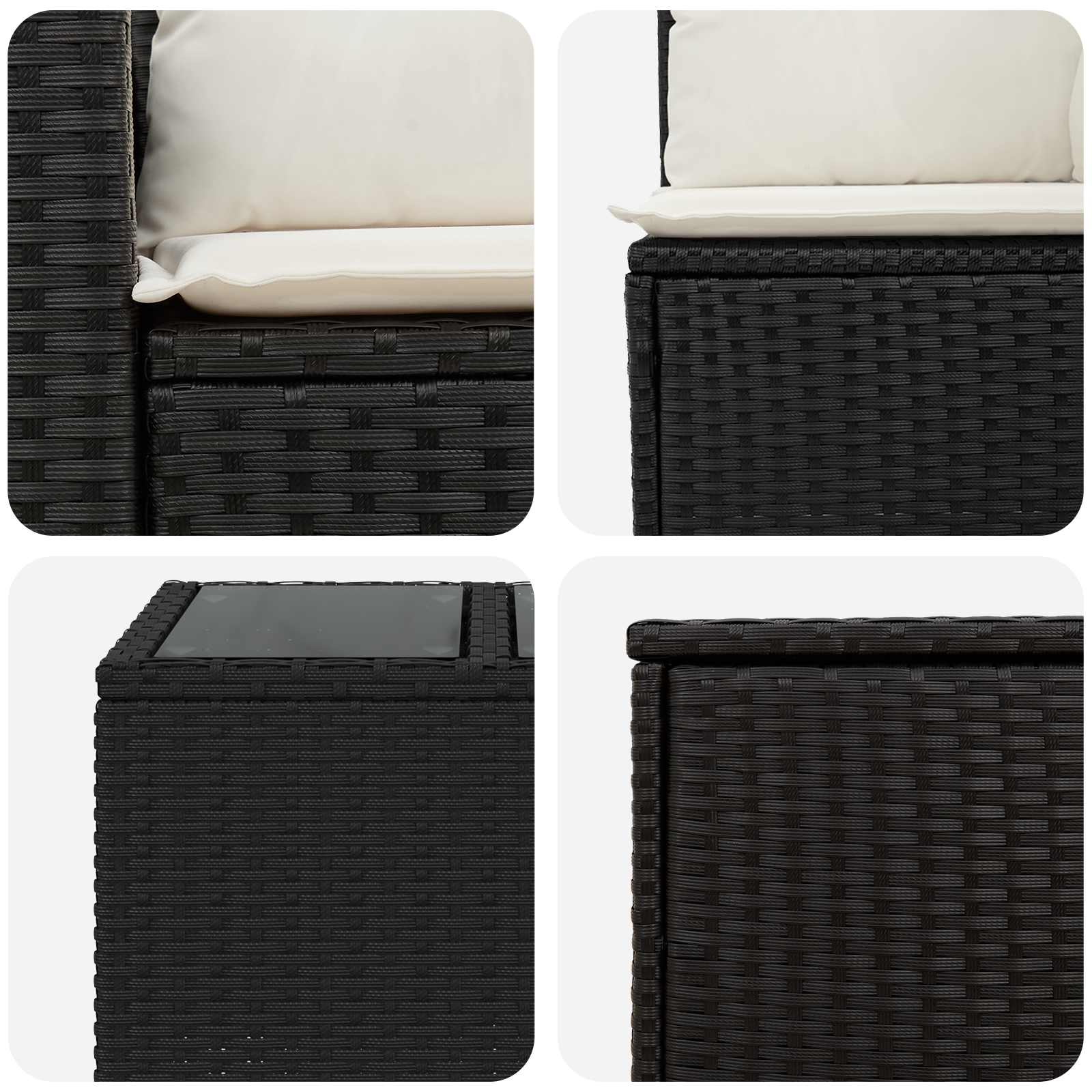 Set di divani 8 pz Nero e Bianco Crema | homemem39
