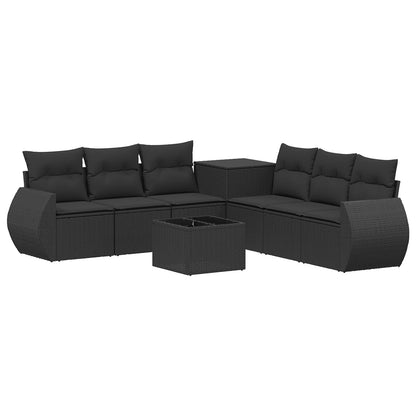 Set di divani 8 pz Nero Rattan sintetico e Acciaio | homemem39