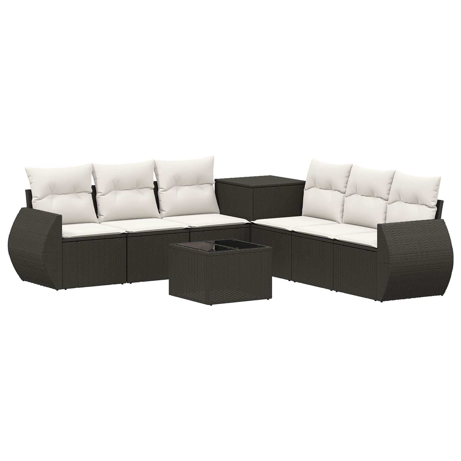 Set di divani 8 pz Nero e Bianco Crema | homemem39