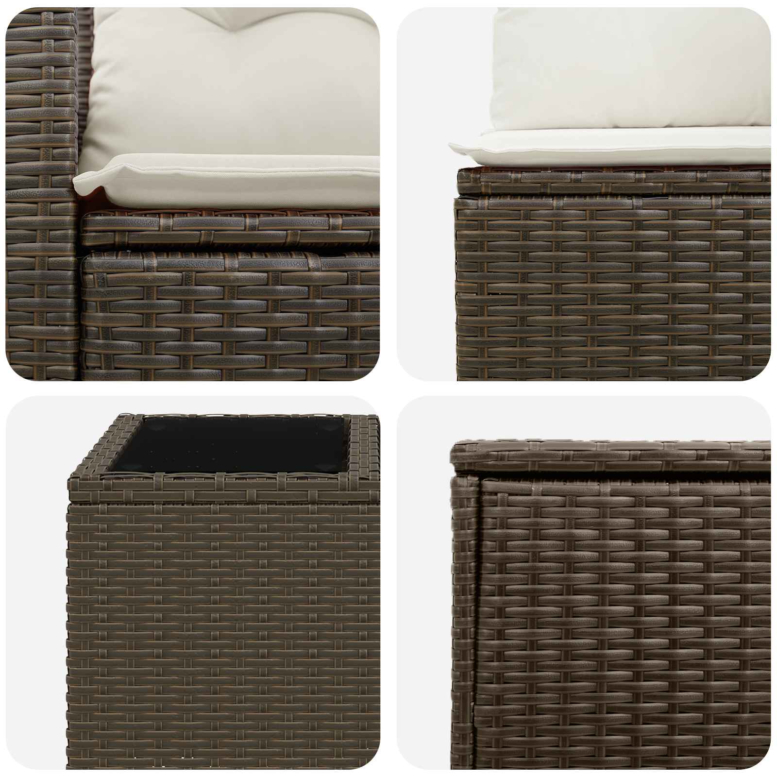 Set di divani 8 pz Marrone e Bianco Crema | homemem39