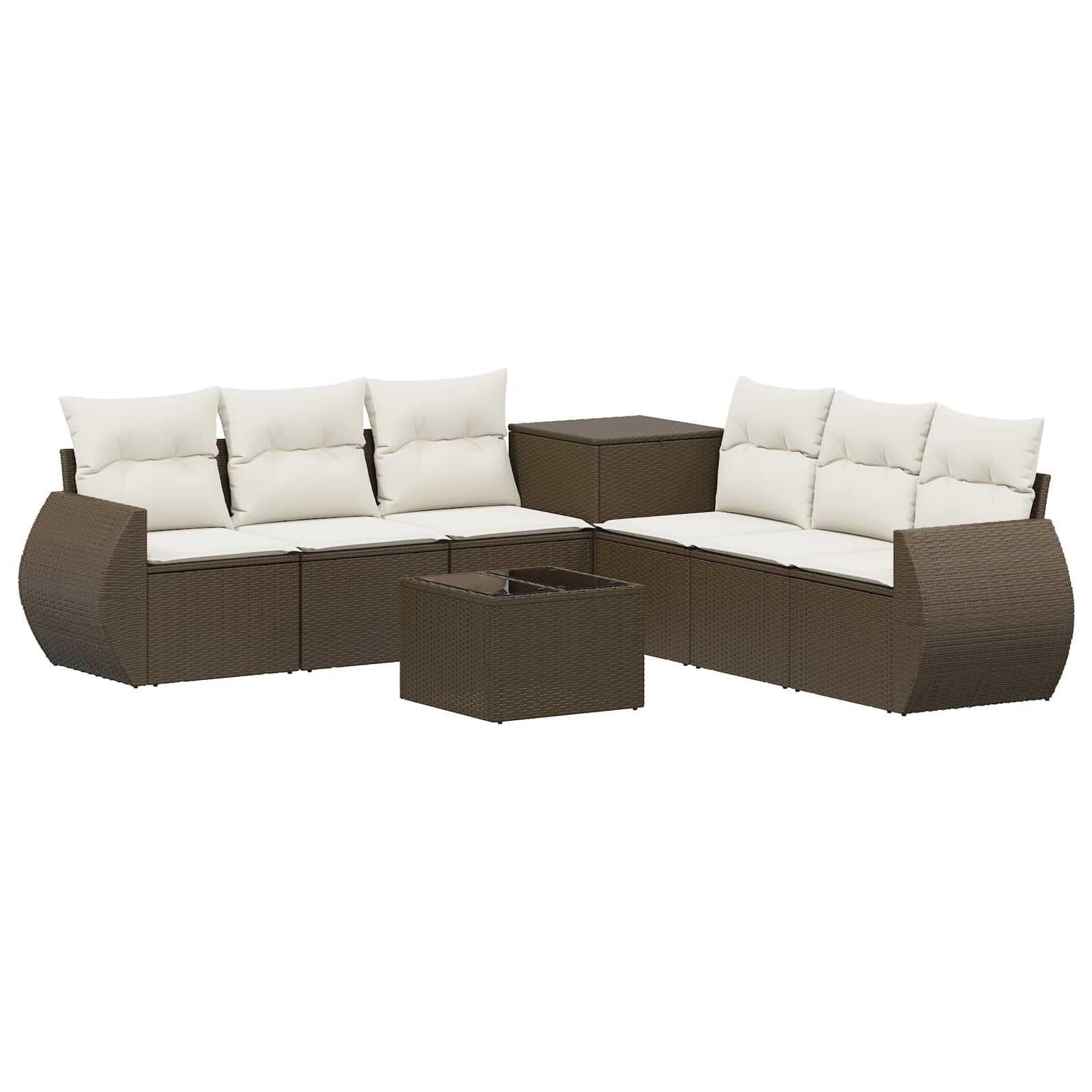 Set di divani 8 pz Marrone e Bianco Crema | homemem39