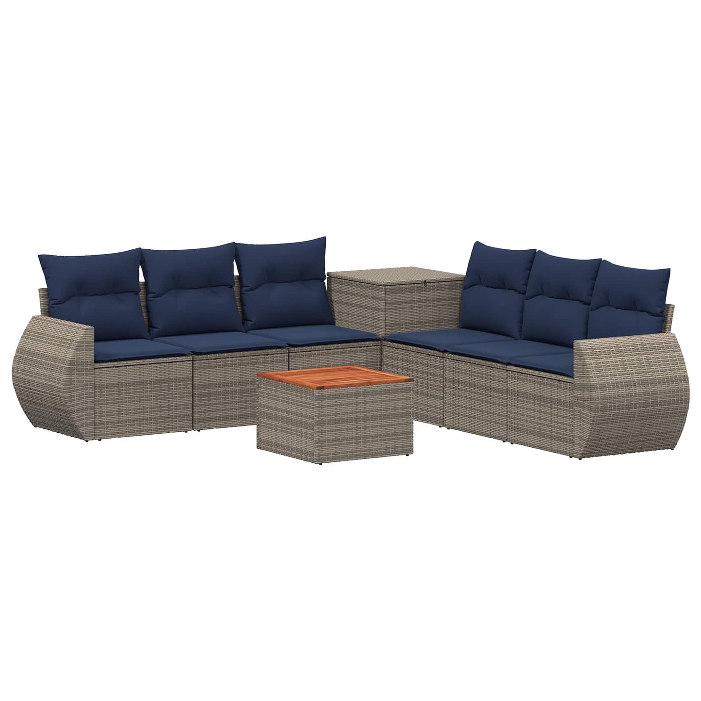 Set di divani 8 pz Grigio e Blu Navy Rattan sintetico e Acciaio | homemem39