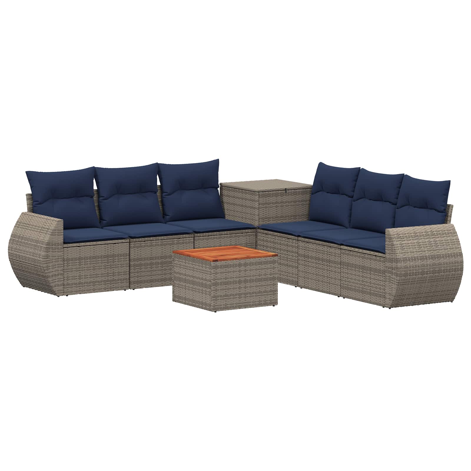 Set di divani 8 pz Grigio e Blu Navy Rattan sintetico e Acciaio | homemem39