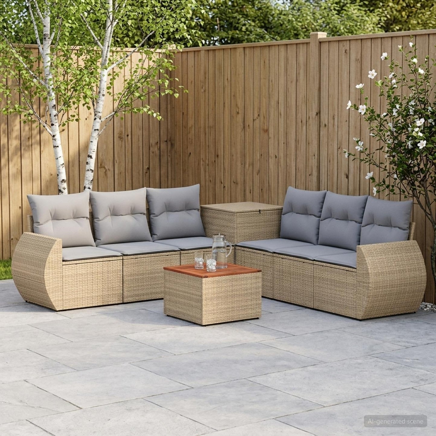 Set di divani 8 pz Beige e Grigio Chiaro | homemem39