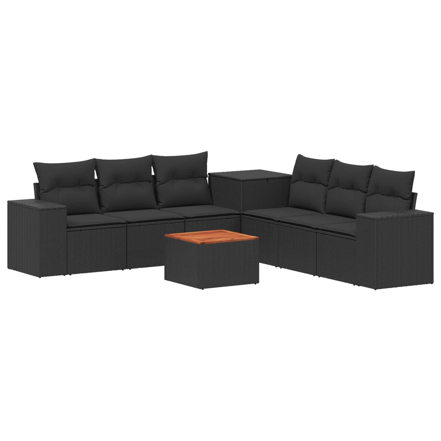 Set di divani 8 pz Nero Rattan sintetico e Acciaio