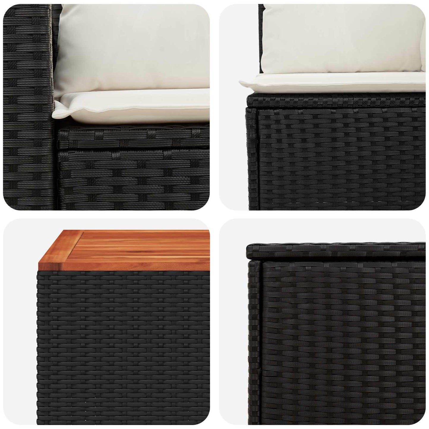Set di divani 8 pz Nero e Bianco Crema | homemem39