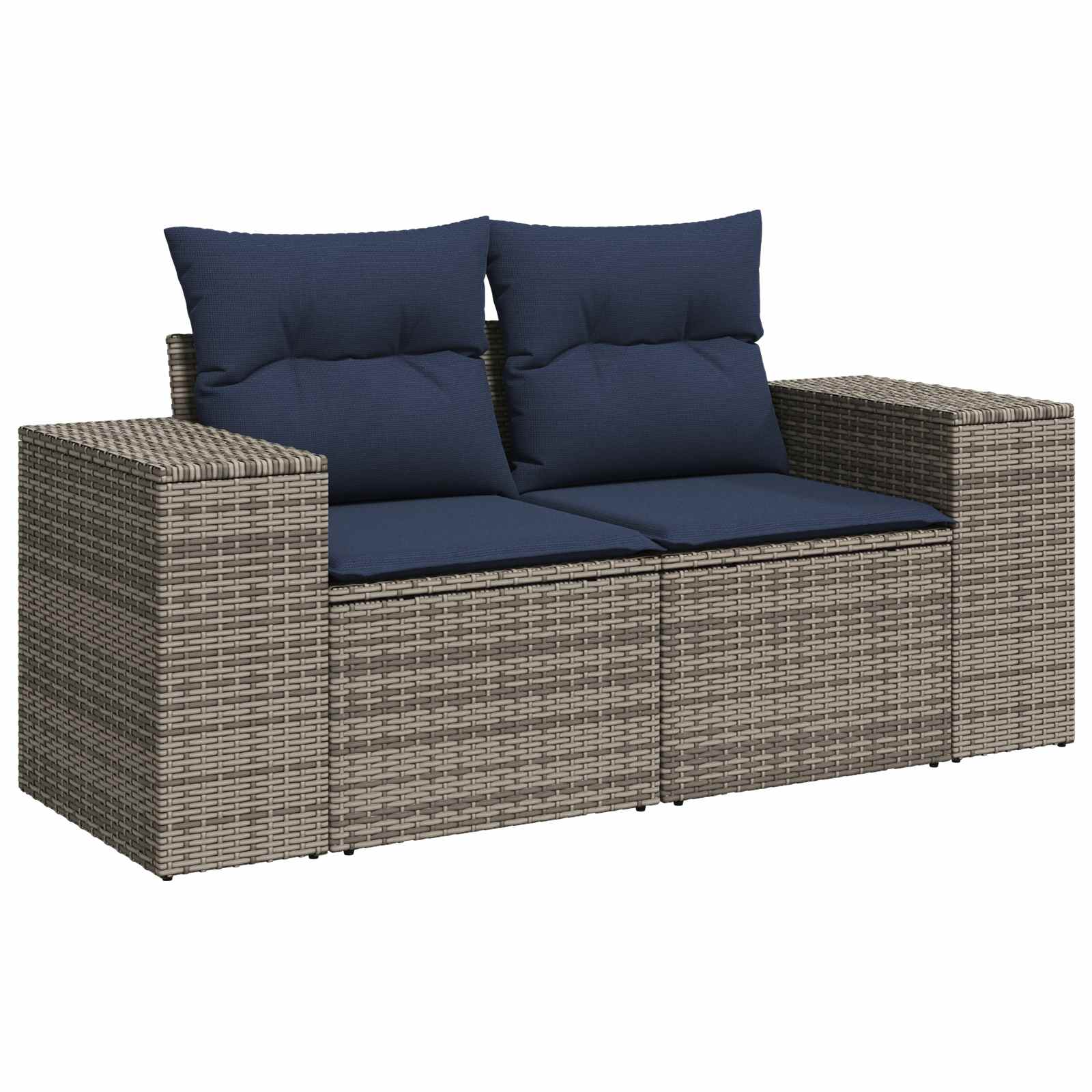 Set di divani 8 pz Grigio e Blu Navy Rattan sintetico e Acciaio | homemem39